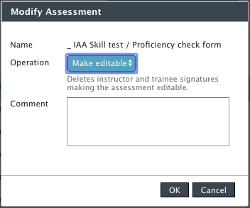 Assessment modify