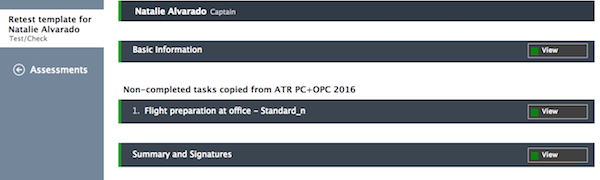 Retest template tasks not completed