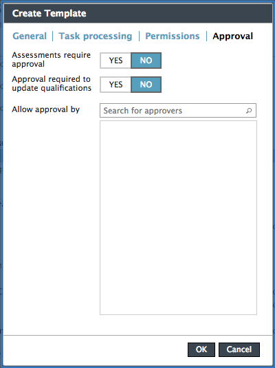 Create Template Task approval tab