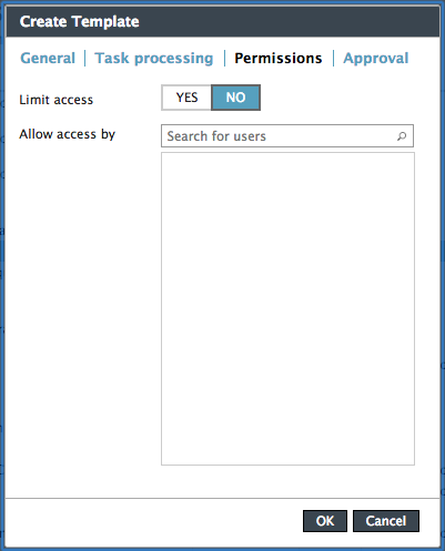 Create Template Task permissions tab