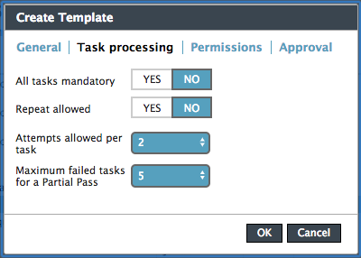 Create Template Task processing tab