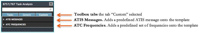 Template Editor Toolbox tab Custom