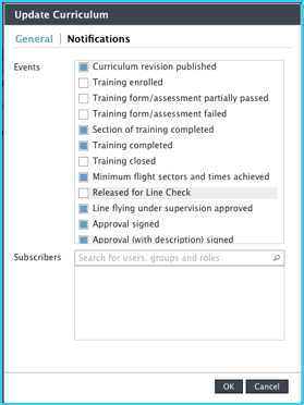 Create new curriculum notifications tab