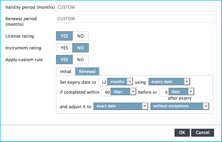 Apply custom rule: Renewal tab