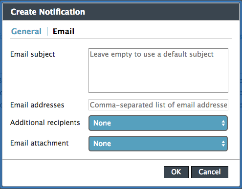 Create notification email tab