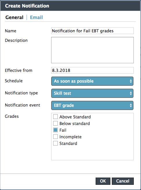 Create notification for selected Overall grades