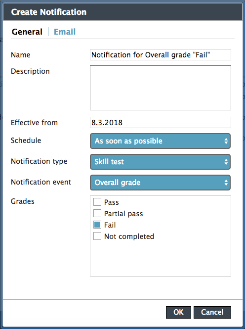 Create notification for selected Overall grades