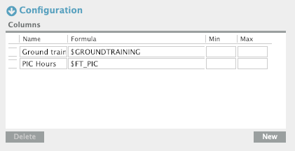 Training reports configure