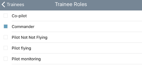 Select role for the trainee